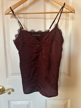 Abercrombie & Fitch Burgundy Lace-Trim Slip Cami
